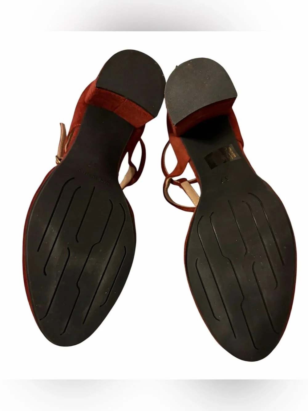 Sundance Suede T-Strap Ankle Strap Pumps in Rust Size 6 EUC